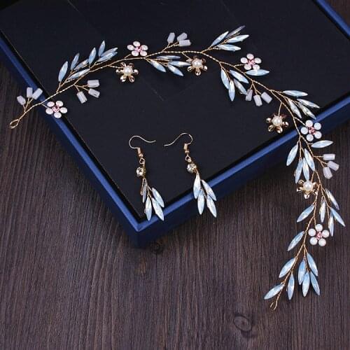 Sensual flower headband earrings sets fairy beauty bridesmaids girls hair orament wedding accessories
