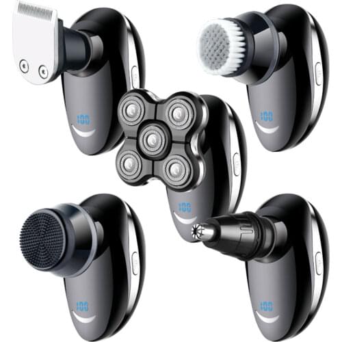 PRO grooming facial electric adjuastable speed shaver wet dry electric razor brush rotate rechargeable bald head shaving kit