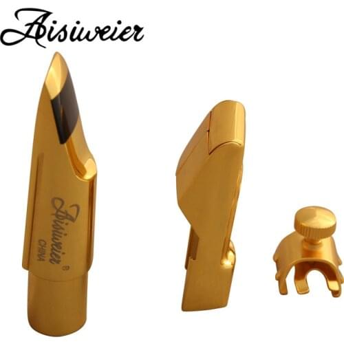 Professional Aisiweier Tenor Soprano Alto Saxophone Metal Mouthpiece Gold Lacquer Mouthpiece Sax Aisiweier Mouth Pieces 56789