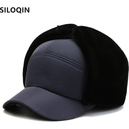 SILOQIN winter warm thick velvet Bomber Hats for men windproof ski cap winter hat Middle-aged Dad anti-cold mens earmuffs hat