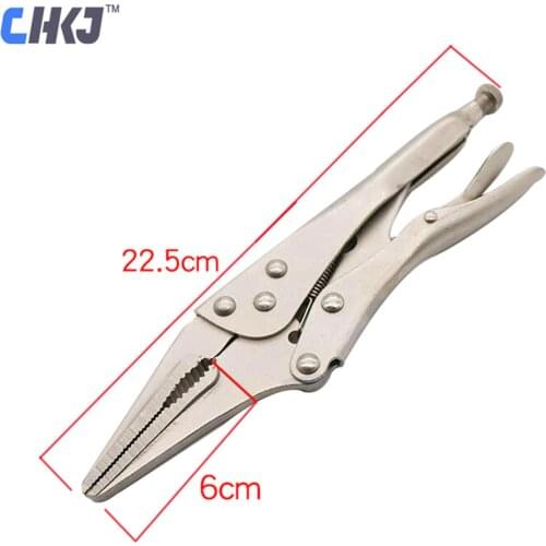 CHKJ 9Inch Locking Pliers Long Nose Straight Jaw Lock Vise Grip Clamp Hand Tool 22.5cm Fast Fixing Clamp