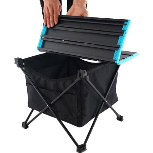 Folding Camping Tables Storage Basket Bag for Picnic BBQ Beach Lightweight Invisible Pocket Waterproof barbecue Table