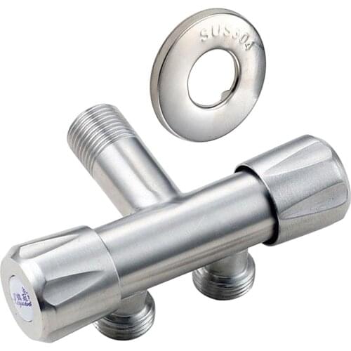 G1/2 Three-way Triangle Valve Out One Into Two Double Water Angle Valve Washing Machine Toilet Stop Valve Bathroom Supplies