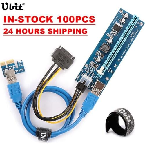 Ubit 100 PCS/Lots 1x to 16x Express Extender Riser Card USB 3.0 PCIe Extension SATA 15pin to 6pin Power Cable For Bitcoin