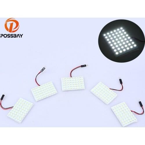 POSSBAY 5Pcs Panel 48SMD White Micro Dome Index Universal Car LED Lamp Bulbs Wedge White Interior Lights Reading Lamps DC12V