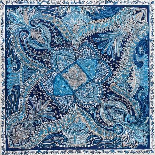 Spring Collection H Silk Scarf Blanket 130x130cm Cashew Animal Print Lady Twill Scarf Sunscreen Shawl Throw Blanket Portable