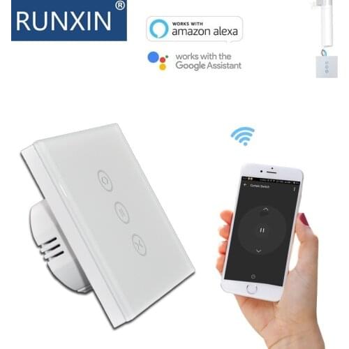 Wifi Curtain Switch,Touch Screen Control by Smartphone Works with Alexa, Google Home