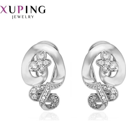 Xuping Jewelry Fashion Wild White Temperament Earrings With Synthesis CZ for Lady Charm Gift 93247