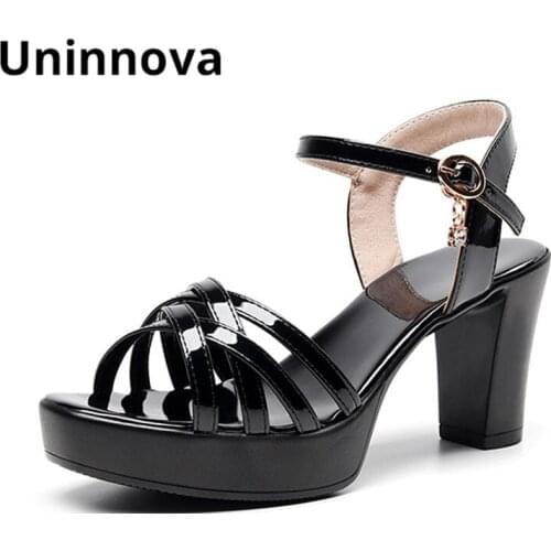 Womens Punk Sandals High Heel Black White Casual Comfortable Extral Small Size 32-43 WSA088