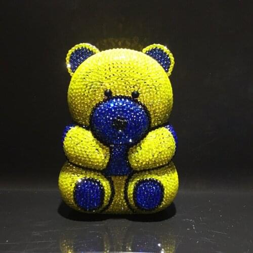 Women bear Crystal Diamond Wedding Evening Bags Party Pearl Beads Clutch Bags Handmade Bags Crystal Clutch Evening Purse Bag