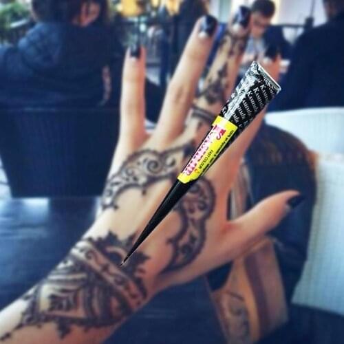 1pc Black Henna Tattoo Cream Temporary Waterproof Drawing Tattoo Kit Black Body Art Paint Natural Herbal Stencil Body Paint Art