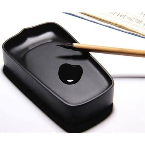 1pc She Ink Stone Petal Shape Inkstone Calligraphy Painting Tool 12x6.7x2cm