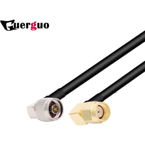 2pcs RG58 Cable N Type Male90° to RP SMA Male90° Plug RF Adapter Coaxial Pigtail Extension cable Cord Jumper 1M 2M 5M 10M
