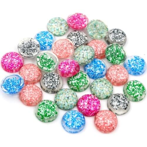 40pcs/lot 12mm Mix Colors Transparent Flowers Cute Flat Back Resin Cabochon For Bracelet Earrings DIY Jewelry Accessories