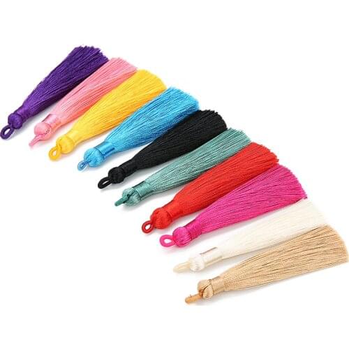 5pcs/lot 8cm Cotton Silk Tassel Cords Charms Brush with Circle for Earrings Charm Pendant Tassels fit DIY Jewelry Making