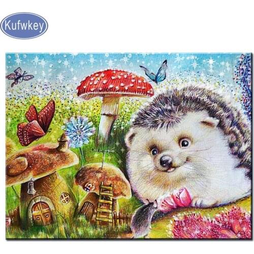 5d diamond embroidery hedgehogs animal diamond mosaic full square Round Rhinestones Full Diamant Painting sale home Decoration