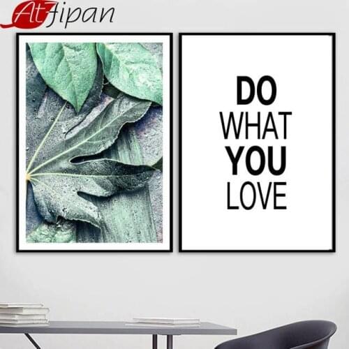 Atfipan Tropical Tree Leaves Nordic Posters Inspiring Quotes Canvas Painting Wall Art Print Pictures Living Room Decoration Art