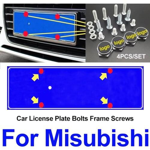 Car Accessory Bolts Car License Plate Frames Tag Cap Screw Caps For Lancer 10 9 EX Eclipse Galant outlander Auto Styling