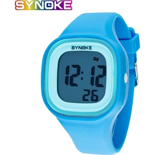 SYNOKE Pure Color Simple Mens Womens Electronic Watches Waterproof Colorful Silica Gel Digital Electronic Watch Kids Watch