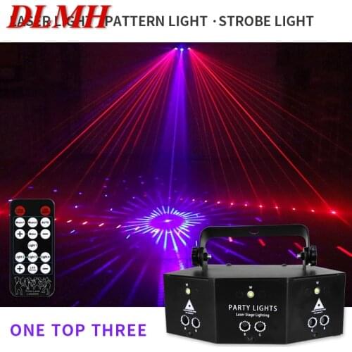 DLMH Laser Lamp Flashlight Sound Control Stage DJ Light with Remote Control 9 Holes For KTV Christmas Projection Light