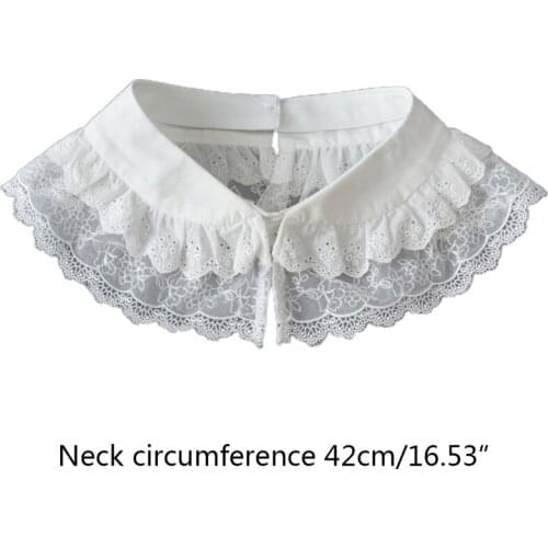 Double-layer Embroidery Women Fake Collar Ornamental Faux Collar Vintage Shirt Collar Sweater Dress Collar Necklace 066F