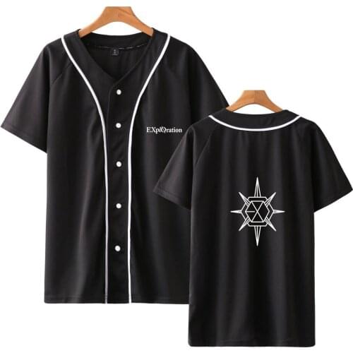 EXO PLANET#5 HIP HOP EXO Kpop Women Printed Women/men summer Short Sleeve K-pop Baseball K-pop Female Fans Clothes