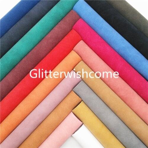 Glitterwishcome 21X29CM A4 Size Two Tones Suede Faux Leather Synthetic Leather with Soft Felt Backing for Bows, GM970A
