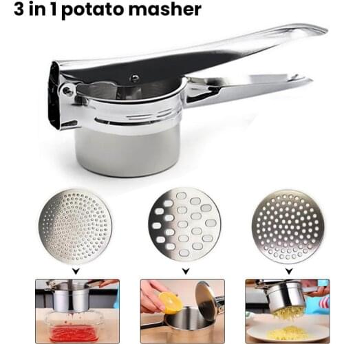 Potato Mashers Ricers Kitchen Cooking Tools Stainless Steel Pressure Mud Puree Vegetable Fruit Press Maker Garlic Presser