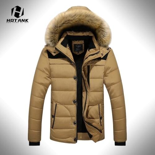 Winter Casual Padded Coats Mens Fashion Solid Color Plus Velvet Parka Coat Fur Collar Hooded Jacket Men Clothing Plus Size 6XL