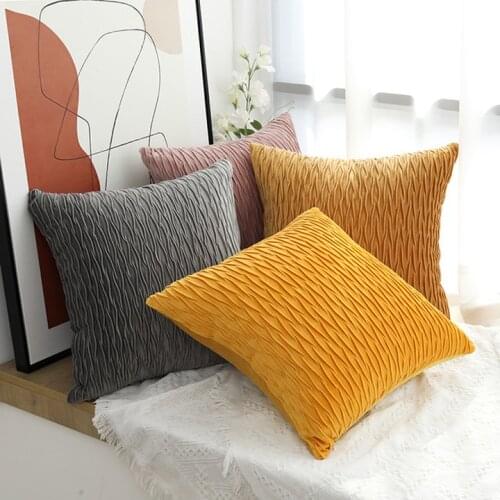 Square Pillowcase 18x18 Set of 2 Solid Decorative Throw Pillow Cushion For Couch Modern Pillows No Filler for Living Room Bed