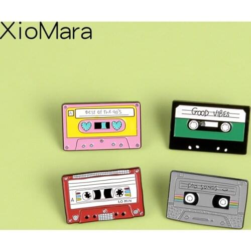 80S Good Vibes Magnetic Type Pins Old School Song Brooches Badge Metal Badge Jeans Women Men Accessories Jewelry Enamel Pins