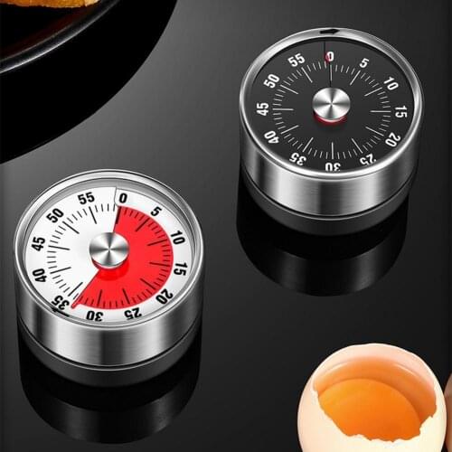 Magnetic Kitchen Timer Stainless Steel Mechanical Timer Manual Countdown Alarm Clock Rotating Cooking Countdown Stopwatch Timer