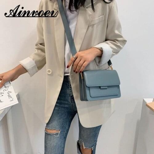 Ainvoev PU Leather Youth Ladies Small Square Bag Wild Simple Female Daily Waterproof Fashion Woman Shoulder Bag