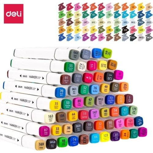 Deli Marker Pens 108 Colors Marker Pen Sets for Portrait Sketch Drawing Paint Art Design School Animation Double Head Art Pens