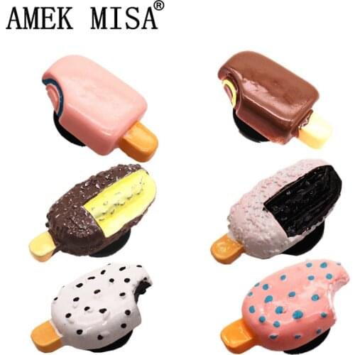 Mini Simulation Ice Cream Shoe Charms Decoration Realistic Chocolate Cold Drink Shoe Accessories fit croc jibz Kids Party X-mas