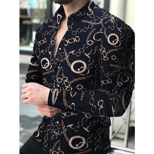 2021 Leopard Color Piece Mens Slim Shirt Autumn Casual Turn-down Collar Streetwear Fashion Together print Long Sleeve Shirt To