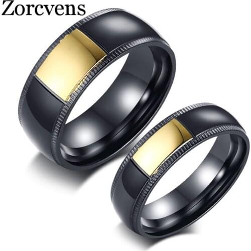 ZORCVENS High Quality Black 316L Stainless Steel Punk Cool Men Vintage Jewelry Fashion Wedding Ring for Man Woman