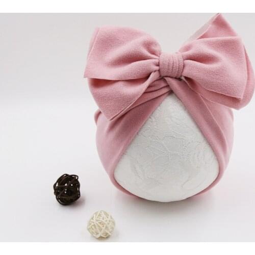 New Autumn And Winter Baby Hat Childrens Lovely Hat With Bow Baby Toddler Solid Color Beanie Cap Bonnet Newborn Baby Turban