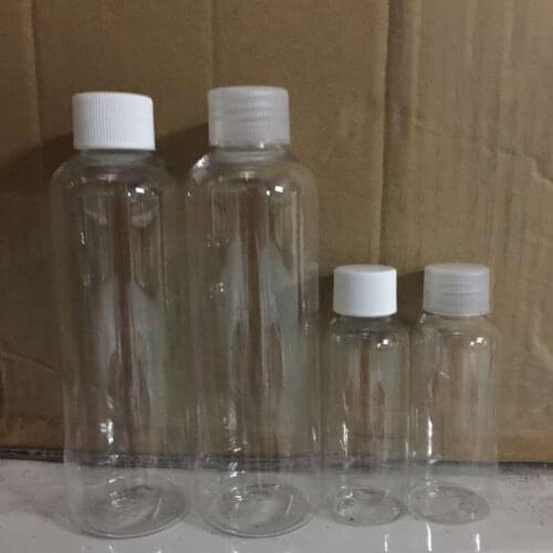 Wholesale 300pcs/lot Capacity 50ml 100ml 200ml Empty PET Water Bottle with Ribbed Lids For Cosmetic Packaging