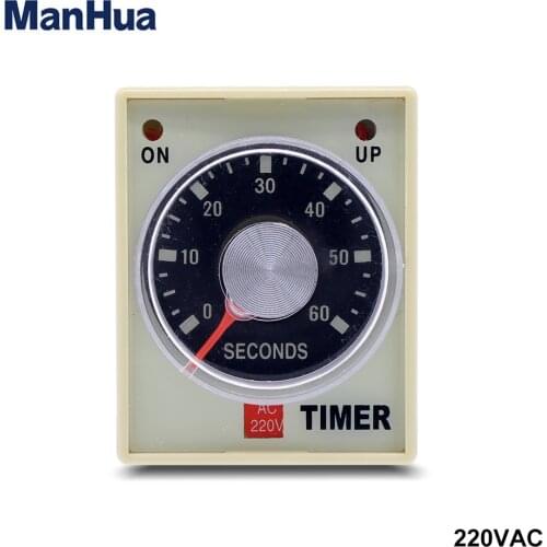 Manhua AH3-2 60s AC 220V on-delay Time Relay with Socket 8 Pin Time Delay Relay