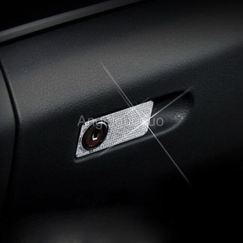 Angelguoguo Car styling Metal sticker For Mercedes Benz C E GLK CLS GL GLE Auto Car Console Storage Glove Box Handle Cover Trim