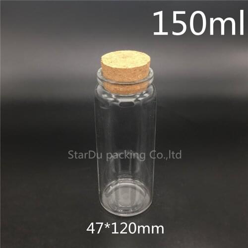 12pcs/lot 150ml glass bottle sealed bottle,100g cork bottle container of high quality cork jar