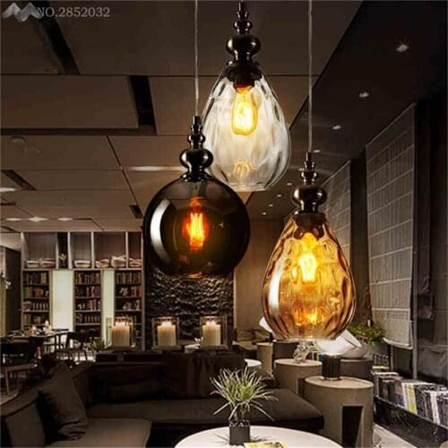 Pendant Lights Glass Vintage Glass Led Pendant Light Retro Pendant Lamp Coffee Droplight Dinning Room Hanging Lamps Decoration