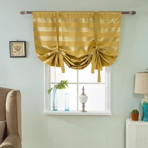117*160cm Nordic Pastoral Style Tie-up Roman Curtain Blackout Window Balloon Curtain Shade Bedroom Balcony Cafe Kitchen