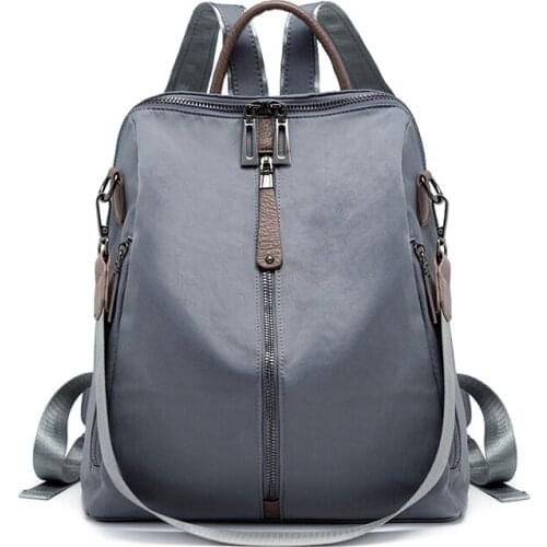 Women Multifunctional Backpack 2021 Autumn New Oxford Cloth Travel Backpacks Woman Large Capacity Fashion Gray Soft School Bag