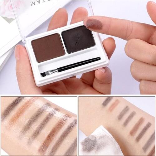 1pc Eye Makeup Palette Brush Kit Set 2 Color Waterproof Eyeshadow Palette Eyebrow Powder Women Beauty Make Up Cosmetic Tool