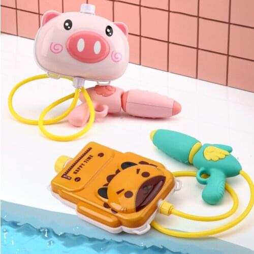 10 Colors Childrens Cartoon Piggy Backpack Water Gun Toy Boy Girl Large Summer Beach Toy Sets Cute Fun Toy For Baby Kids Gift