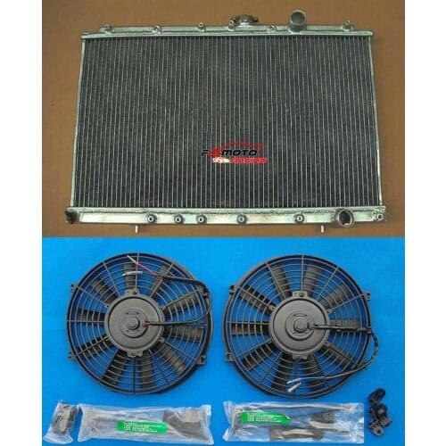 42mm 2 Core Aluminum Radiator +FAN For Mitsubishi Lancer EVO 1 2 3 Brand New