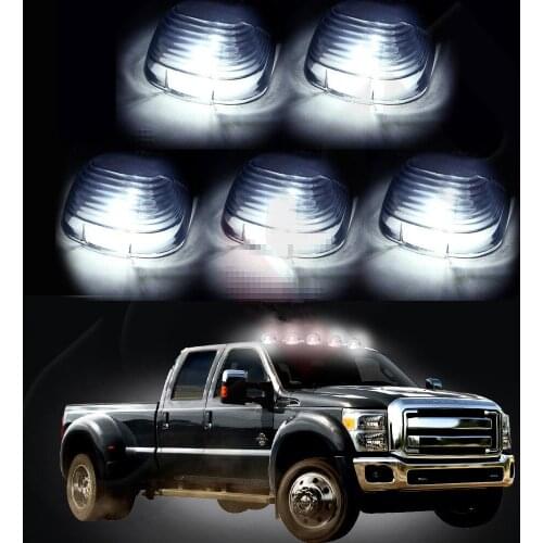5 Smoke Roof Running Lights Cab Marker Cover+Xenon White T10 LED Bulbs for Ford