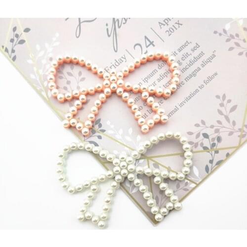 20Pcs /Lot 7*4.5CM Pearl Bowknot Appliques For Clothing Sew On Patches And Bag Shoe Headwear Hair Clip Accessories